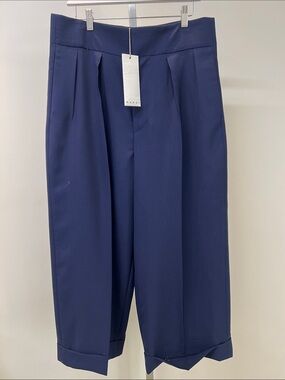 Marni Navy Tailored Pleated Cropped Pants